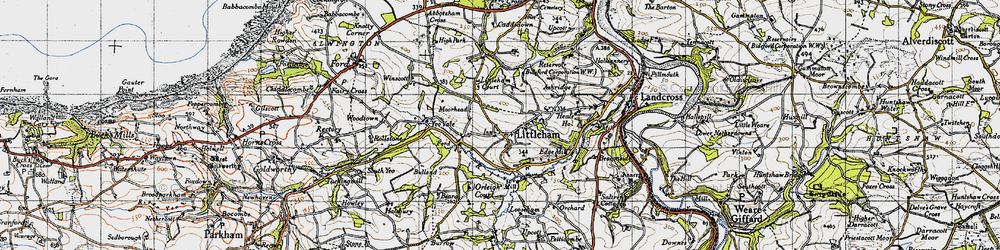 Old map of Littleham Court in 1946