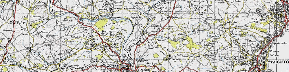 Old map of Littlehempston in 1946