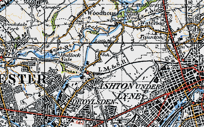 Old map of Littlemoss in 1947
