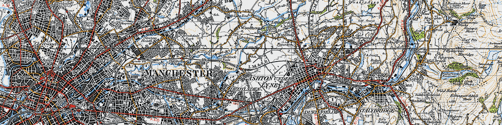 Old map of Littlemoss in 1947