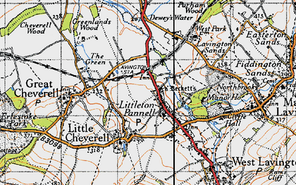 Old map of Littleton Panell in 1940