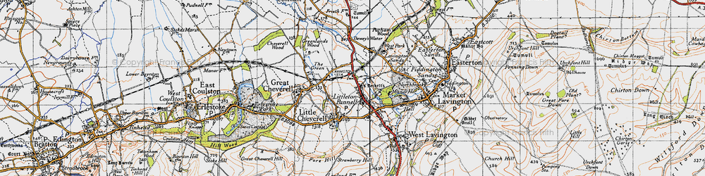Old map of Littleton Panell in 1940