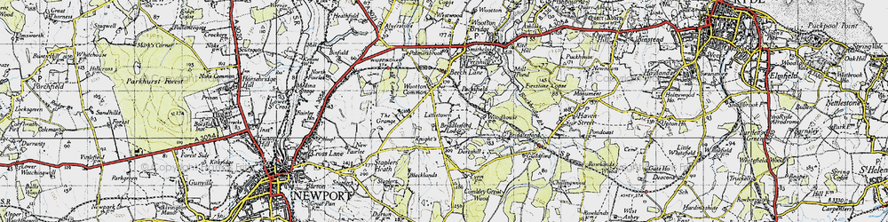 Old map of Briddlesford Lodge in 1945