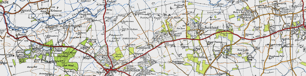Old map of Barcote Barn in 1947