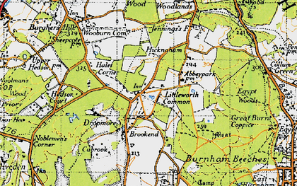 Old map of Littleworth Common in 1945
