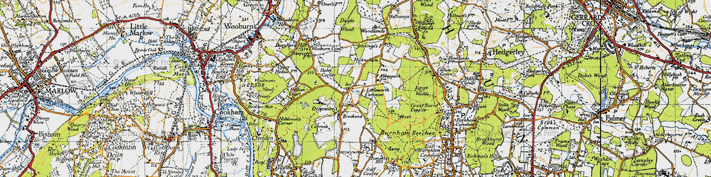 Old map of Burnham Beeches in 1945