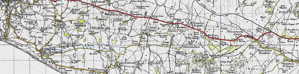 Old map of Litton Cheney in 1945