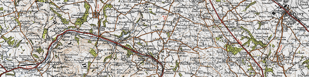 Old map of Bryn Rug in 1947