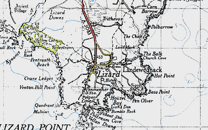 Old map of Lizard in 1946