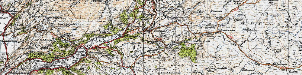Old map of Afon Cynfal in 1947