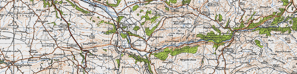 Old map of Llanafan in 1947
