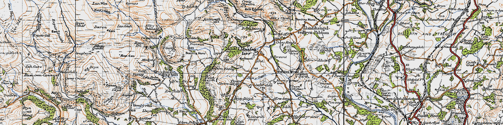 Old map of Llanafan-fawr in 1947
