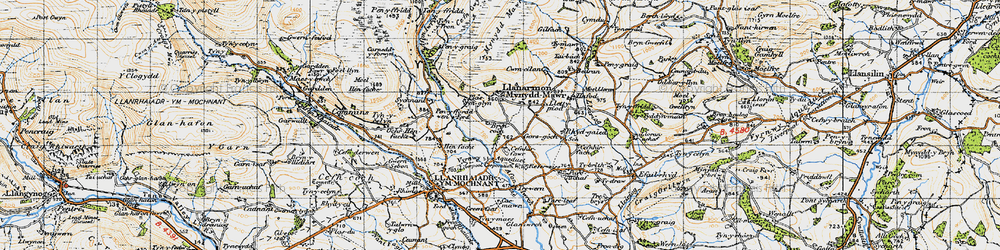 Old map of Afon lwrch in 1947