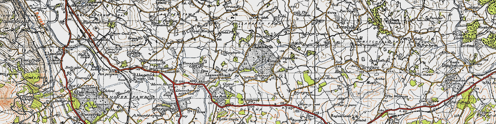 Old map of Llanarth in 1946
