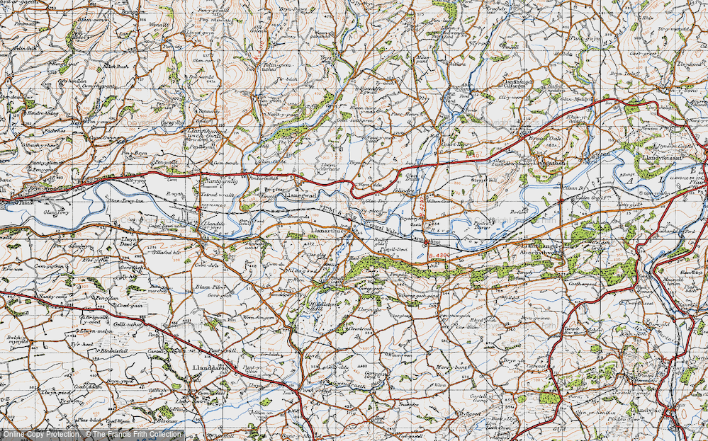 Old Map of Historic Map covering Barley Mount in 1947