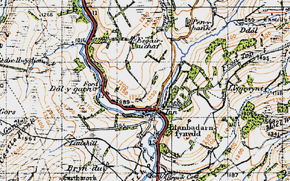 Old map of Llanbadarn Fynydd in 1947