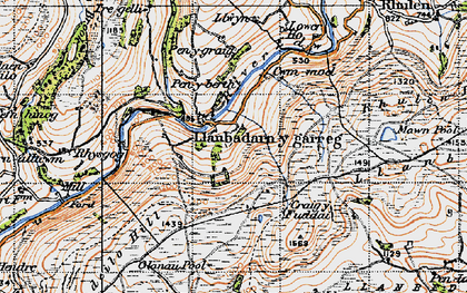 Old map of Llanbadarn-y-garreg in 1947