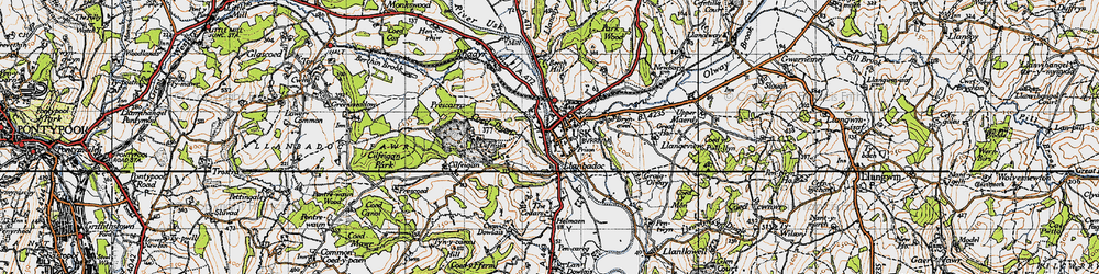 Old map of Llanbadoc in 1946
