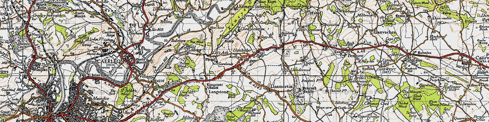 Old map of Llanbeder in 1946