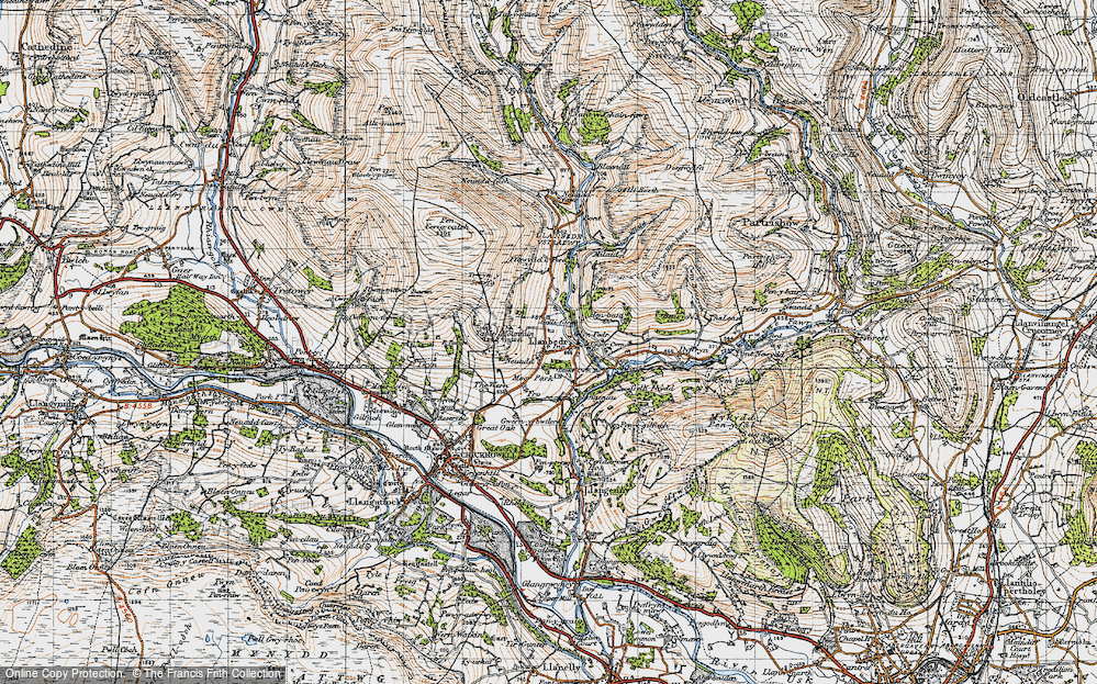 Old Map of Historic Map covering Bont in 1947
