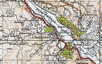 Old map of Llanberis in 1947
