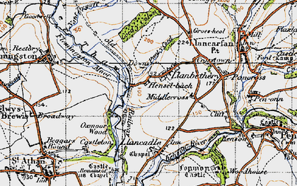 Old map of Llanbethery in 1947