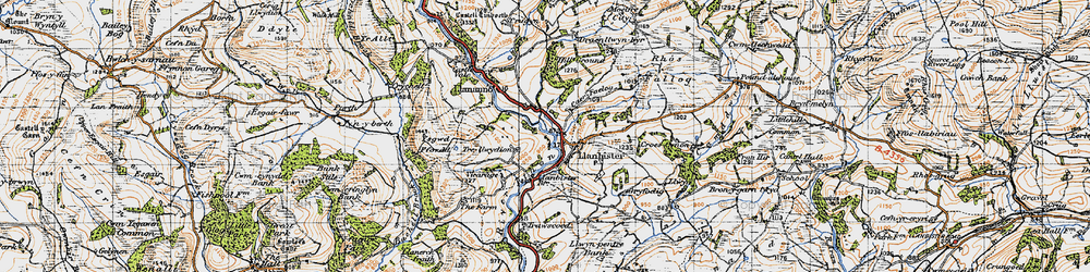 Old map of Llanbister in 1947