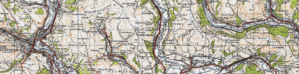 Old map of Llanbradach in 1947