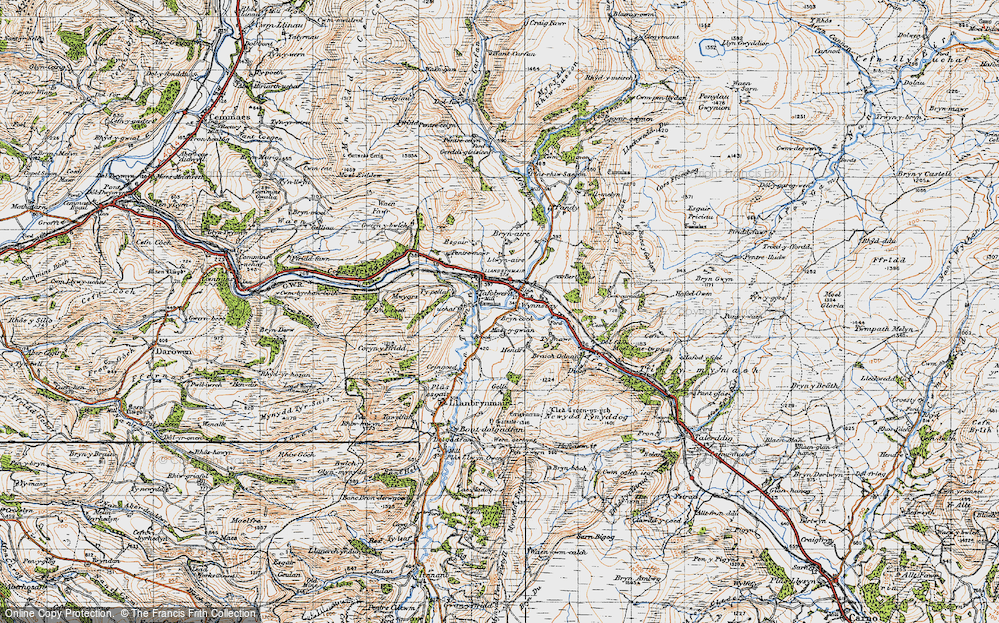 Old Map of Historic Map covering Brynaere in 1947