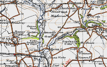 Old map of Llancadle in 1947