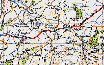 Old map of Llancowrid in 1947