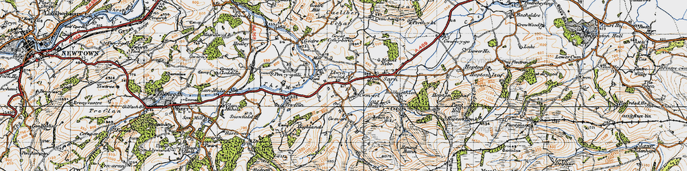 Old map of Llancowrid in 1947