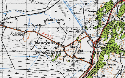 Old map of Llancynfelyn in 1947