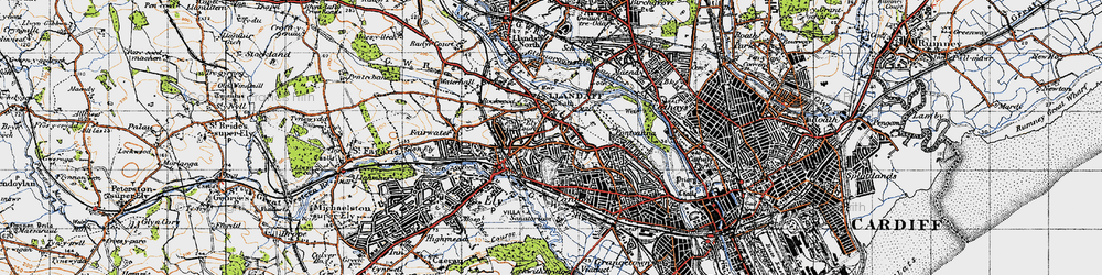 Old map of Llandaff in 1947