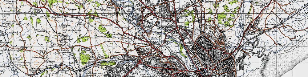Old map of Llandaff North in 1947