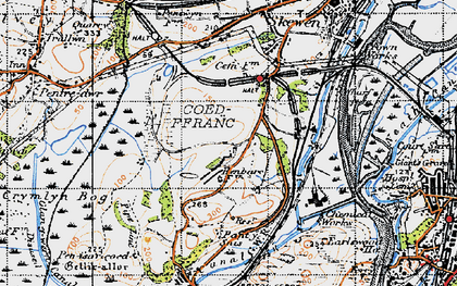 Old map of Llandarcy in 1947