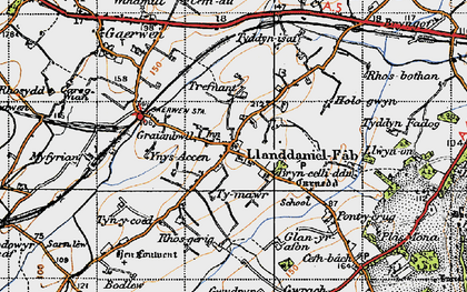 Old map of Llanddaniel Fab in 1947