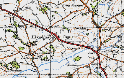 Old map of Llanddarog in 1946