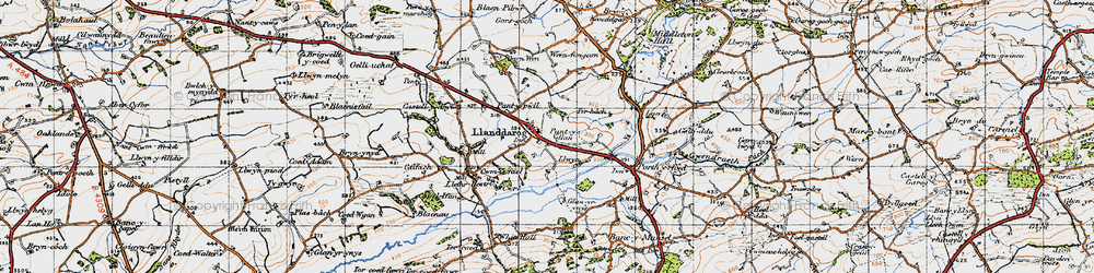 Old map of Llanddarog in 1946