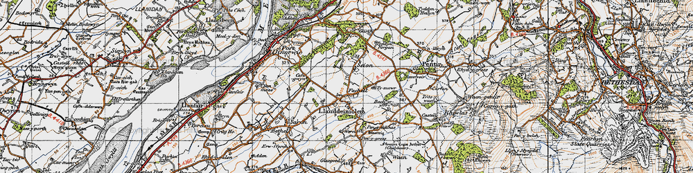 Old map of Llanddeiniolen in 1947