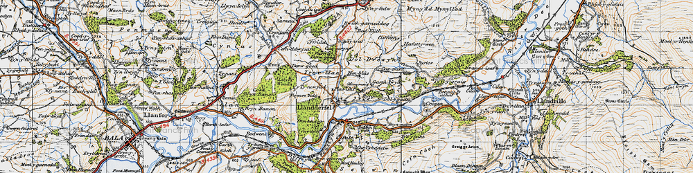 Old map of Tyddyn-barwn in 1947