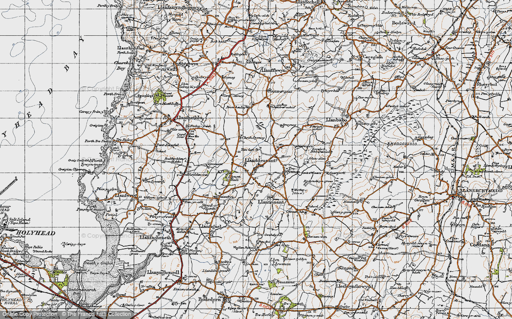 Old Map of Historic Map covering Brwynog in 1947