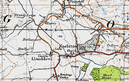 Old map of Llanddewi in 1946