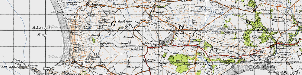 Old map of Llanddewi in 1946