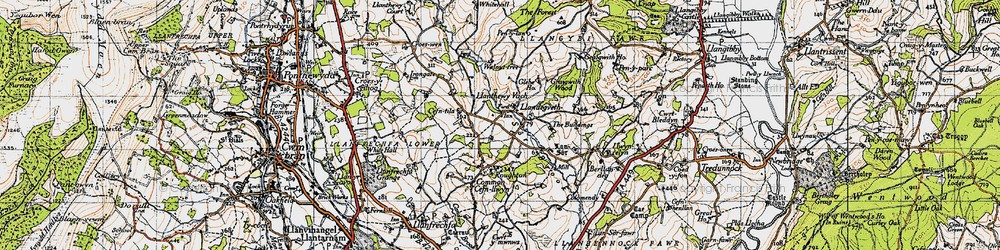 Old map of Llanddewi Fach in 1946