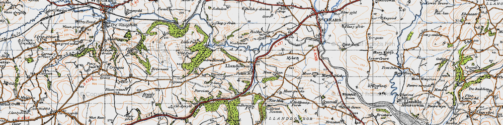Old map of Llanddowror in 1946