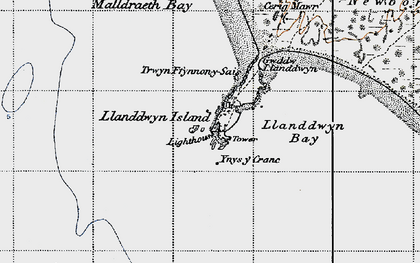 Old map of Llanddwyn Island in 1947