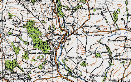 Old map of Llandefaelog in 1947