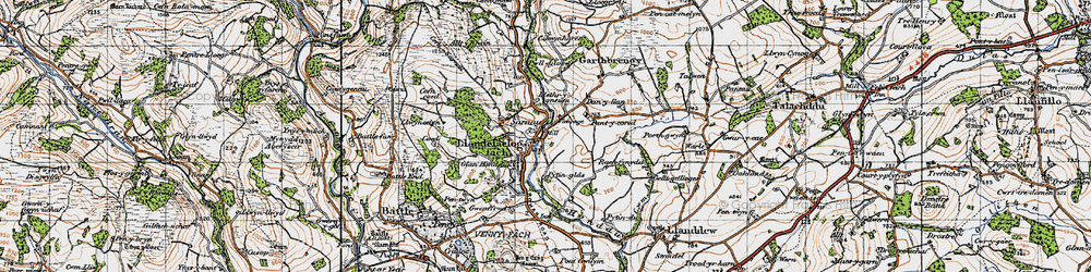 Old map of Llandefaelog in 1947