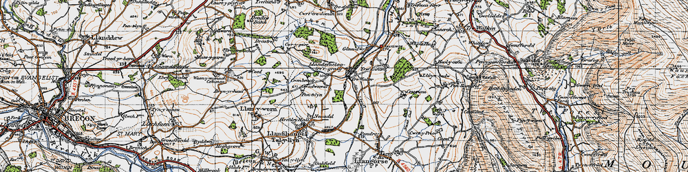 Old map of Llandefaelog-tre'r-graig in 1947